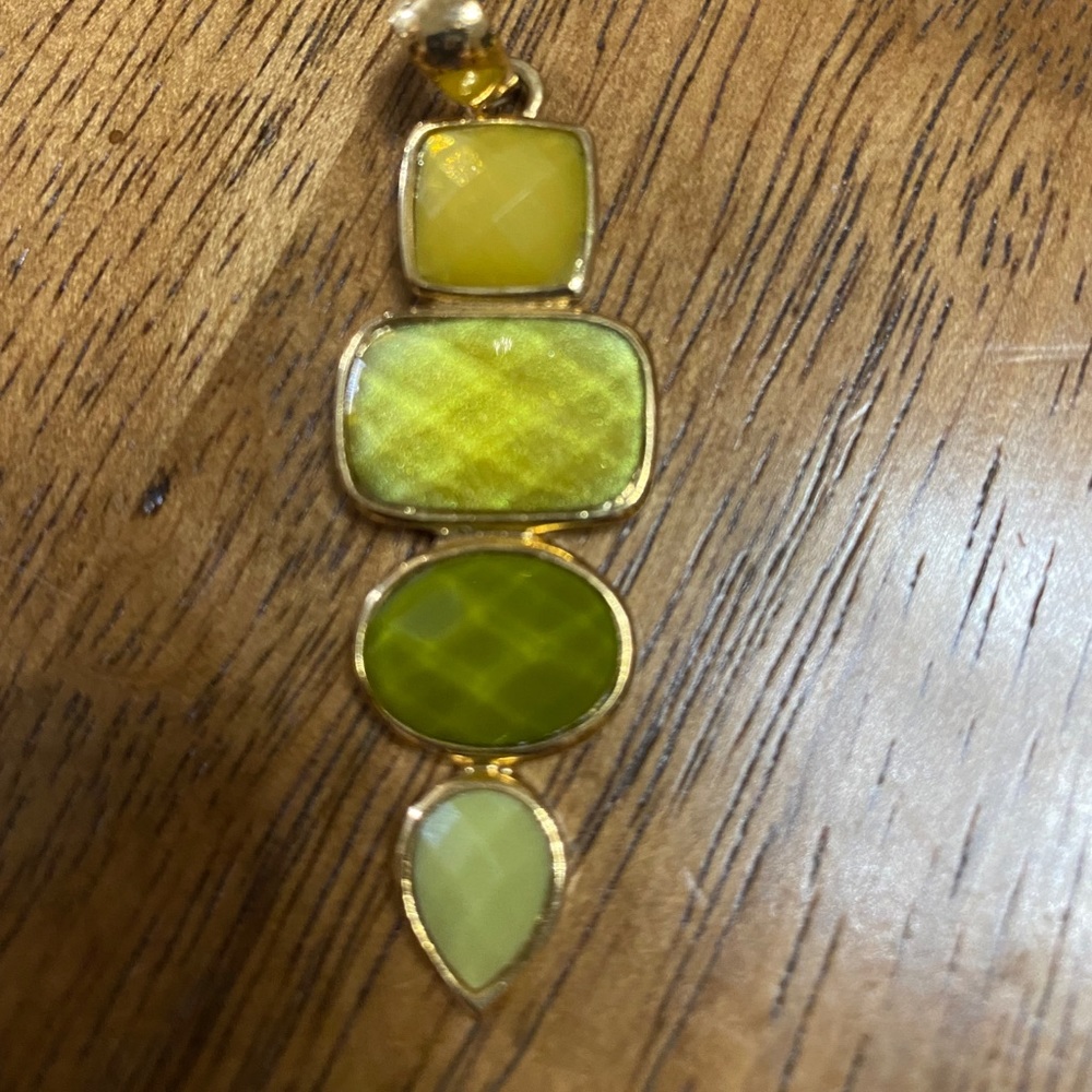 Green Stone Pendant Gold-Tone setting
